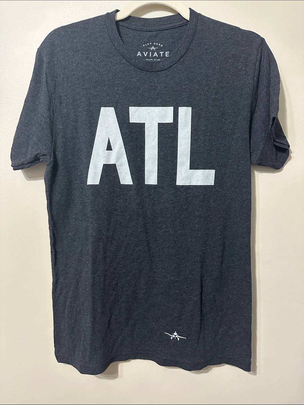 Play Hard Aviate Dark Charcoal ATL Graphic Tee with White Print
